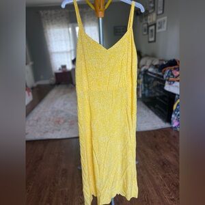 GAP Yellow Spaghetti Strap Midi Slip Dress